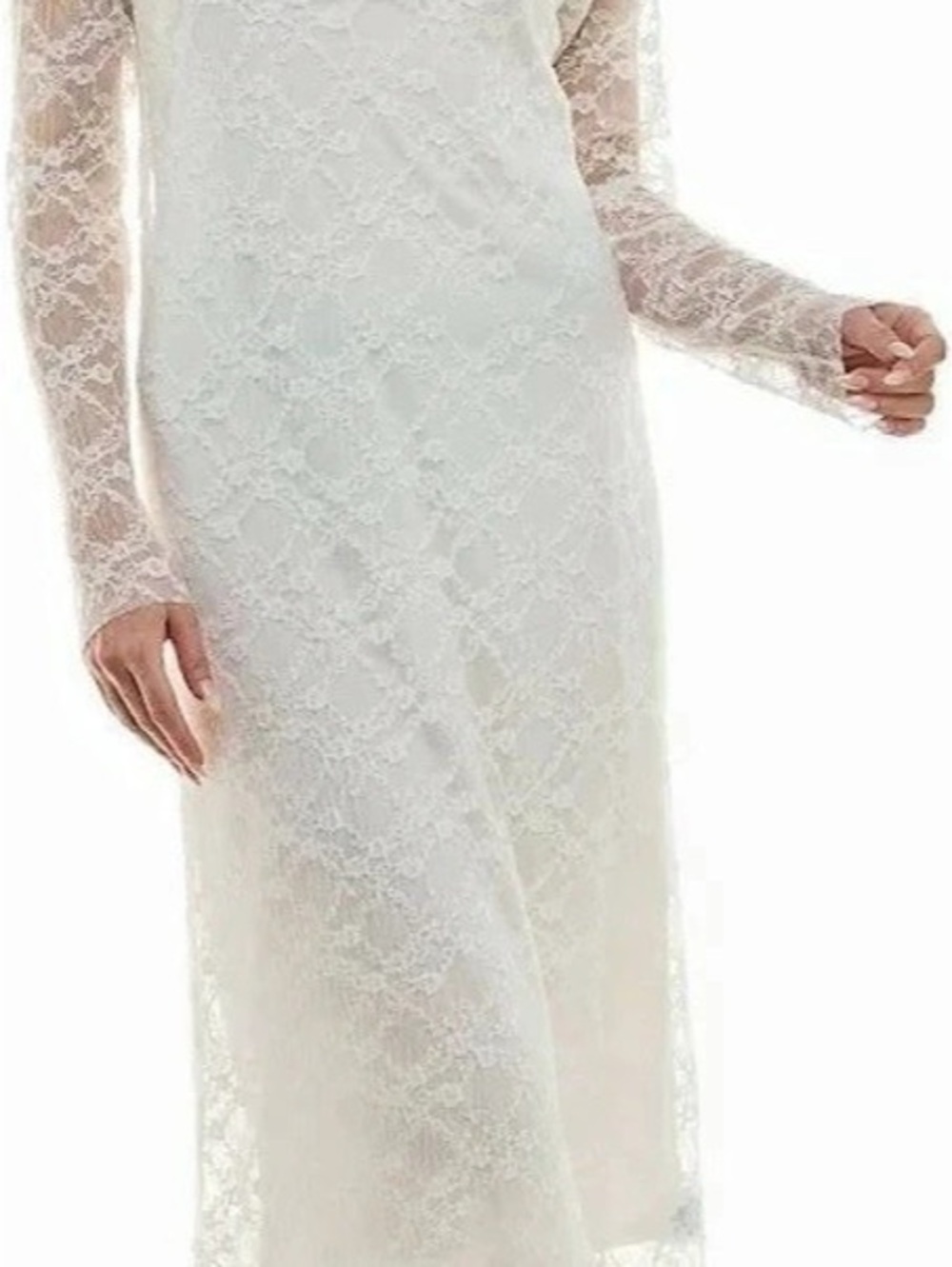Lace Midi Dress in White Like New